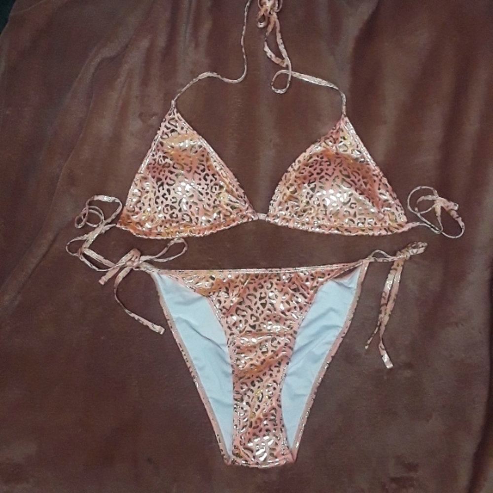 Peach and gold bikini
